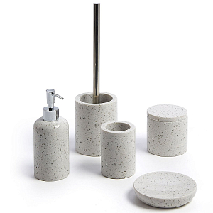 Набор аксессуаров для ванной из белого терраццо 5 предметов