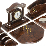 Настольный письменный набор с часами из природного камня обсидиана Competent Leader варинант исполнения - 4 | Loft Concept в Твери