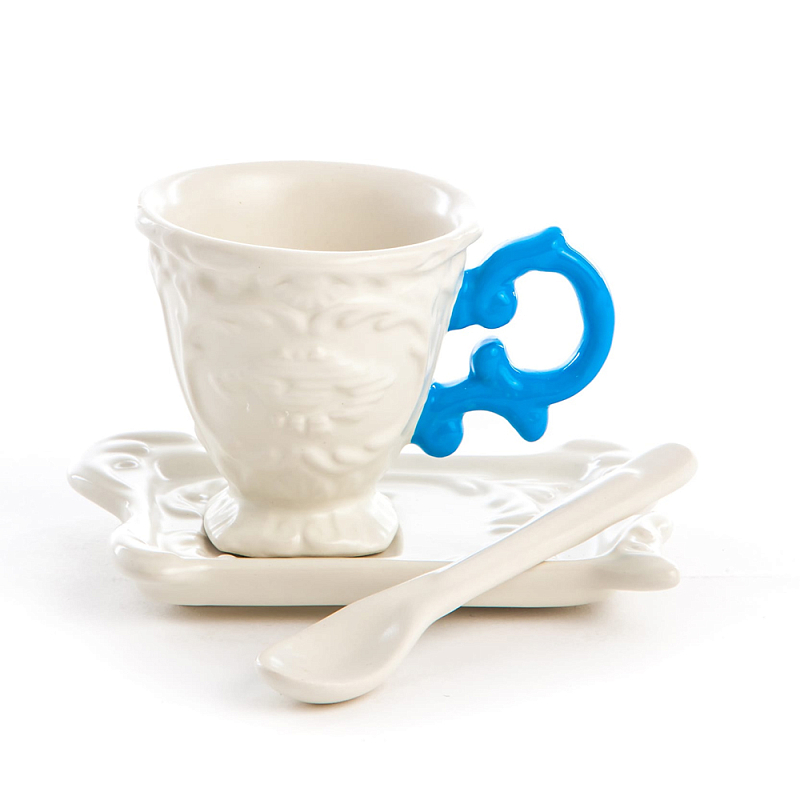 Кофейная пара Seletti I-Coffee Blue Белый Голубой Кофейная пара Seletti I-Coffee Blue Белый Голубой в Твери | Loft Concept