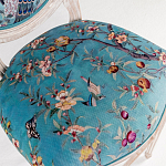 Барный стул из массива бука с изображением птиц и цветов Turquoise Beige Chinoiserie Garden Chair варинант исполнения - 2 | Loft Concept в Твери