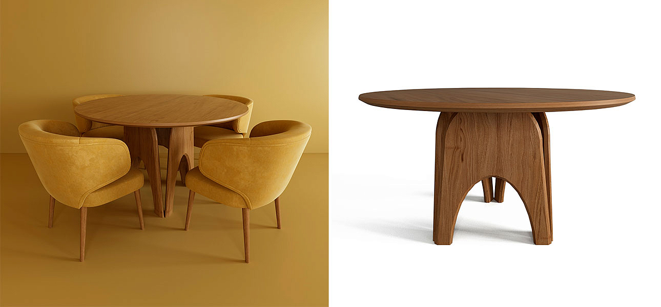 Обеденный круглый стол из дерева Pelican Dinner Table Обеденный круглый стол из дерева Pelican Dinner Table - Loft-Concept в Твери