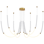 Люстра подвесная с 6-ю изогнутыми плафонами и белыми декоративными шариками PEARLS Suspension варинант исполнения - 4 | Loft Concept в Твери