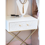 Приставной столик с выдвижным ящиком  White Table Carved Pattern варинант исполнения - 7 | Loft Concept в Твери