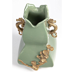 Ваза зеленого цвета из фарфора с бронзовыми ручками в виде драконов и рельефным цветочным декором Eden Garden porcelain and bronze варинант исполнения - 6 | Loft Concept в Твери
