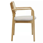 Стул обеденный с мягким сиденьем и спинкой из плетеного ротанга Wood and Textile Chair варинант исполнения - 2 | Loft Concept в Твери