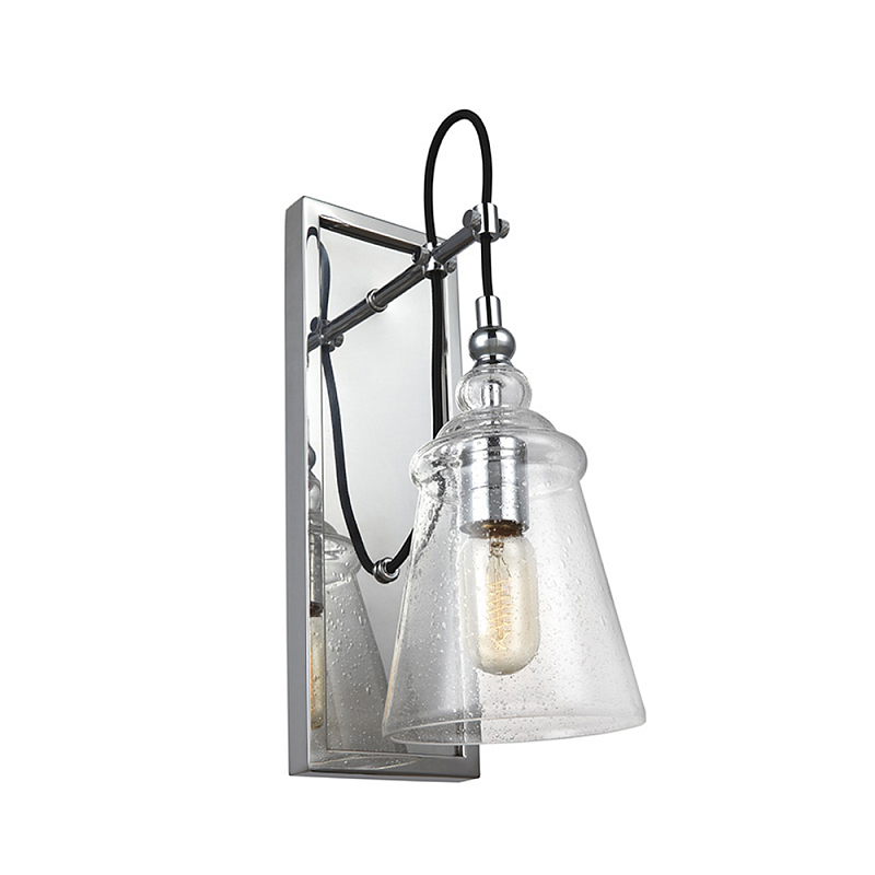 Бра с плафоном в форме колокола из прозрачного стекла с пузырьками Feiss Хром Прозрачное Стекло в Твери | Loft Concept 