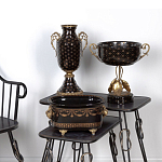 Ваза черного цвета из фарфора с золотистым узором и бронзовыми элементами Eden Garden porcelain and bronze варинант исполнения - 5 | Loft Concept в Твери