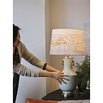 Настольная лампа с принтом на белом тканевом абажуре Roof Garden Lamp варинант исполнения - 5 | Loft Concept в Твери