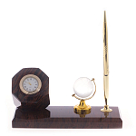 Настольный письменный набор с глобусом и ручкой из натурального обсидиана World Globe варинант исполнения - 1 | Loft Concept в Твери