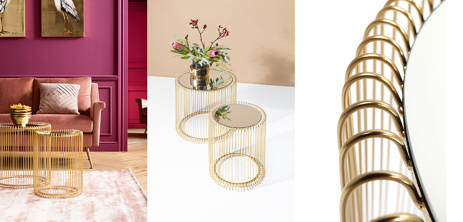Комплект приставных столов Mirror Surface Brass Tables Комплект приставных столов Mirror Surface Brass Tables - Loft-Concept в Твери