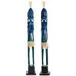 Комплект из 2-х деревянных статуэток Asmat Tall Statuettes Blue варинант исполнения - 1 | Loft Concept в Твери
