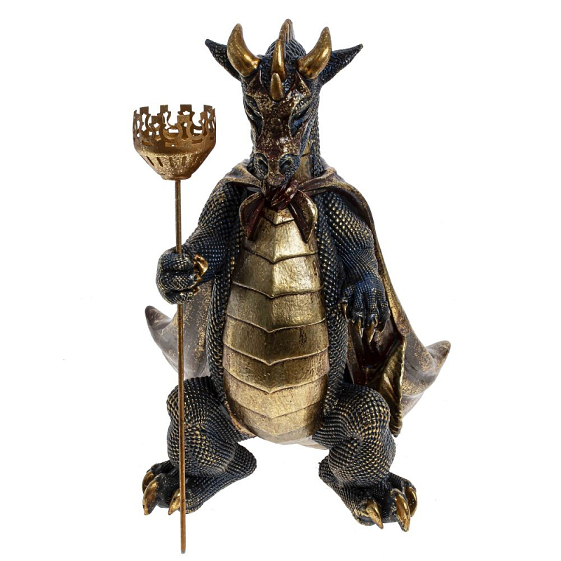 Подсвечник в виде дракона Dragon candlestick Brown Gold Коричневый Золотой Темно-синий Подсвечник в виде дракона Dragon candlestick Brown Gold Коричневый Золотой Темно-синий в Твери | Loft Concept