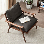 Кресло c каркасом из массива дерева и мягкой кожаной обивкой Walnut Armchair варинант исполнения - 2 | Loft Concept в Твери