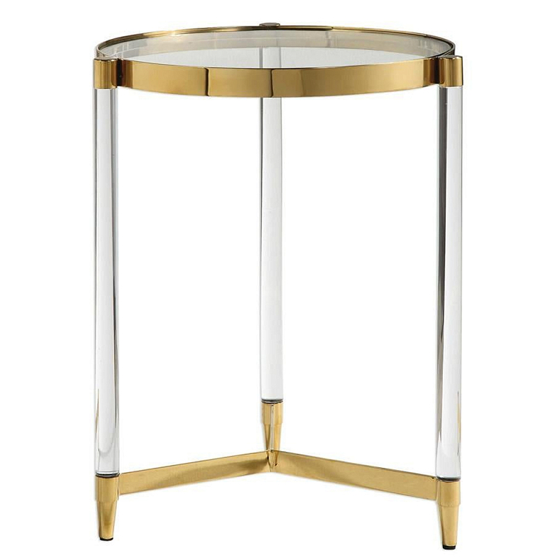 Золотой приставной столик с круглой стеклянной столешницей Weightless Table Золотой Прозрачный в Твери | Loft Concept 