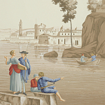 Обои ручная роспись Views of Italy Azure on Sepia варинант исполнения - 2 | Loft Concept в Твери