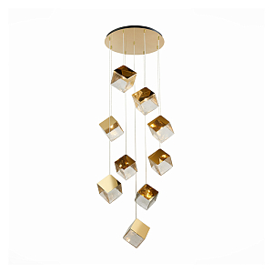 Потолочная люстра Pyrite Chandelier gold cube 9