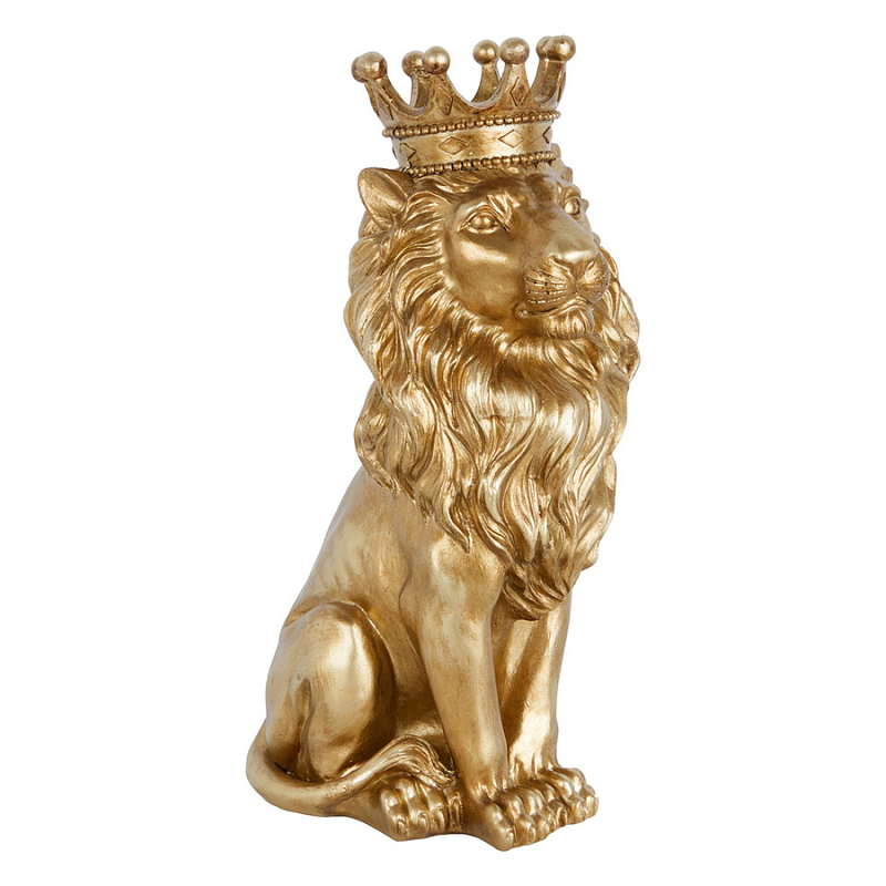 Статуэтка лев с детализированной гривой и изящной короной Lion Crown Золотой Статуэтка лев с детализированной гривой и изящной короной Lion Crown Золотой в Твери | Loft Concept