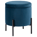 Синий пуф на черных ножках SANJAY варинант исполнения - 1 | Loft Concept в Твери
