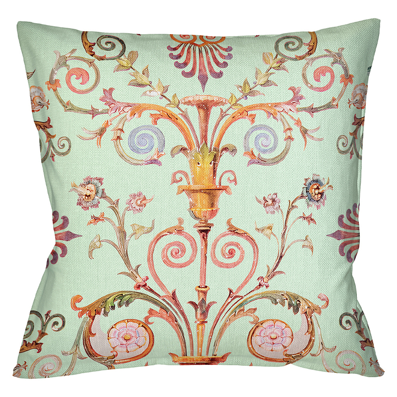 Декоративная подушка светло-зеленая с растительным орнаментом Raffael Floral Green Cushion Салатовый Мульти Декоративная подушка светло-зеленая с растительным орнаментом Raffael Floral Green Cushion Салатовый Мульти в Твери | Loft Concept