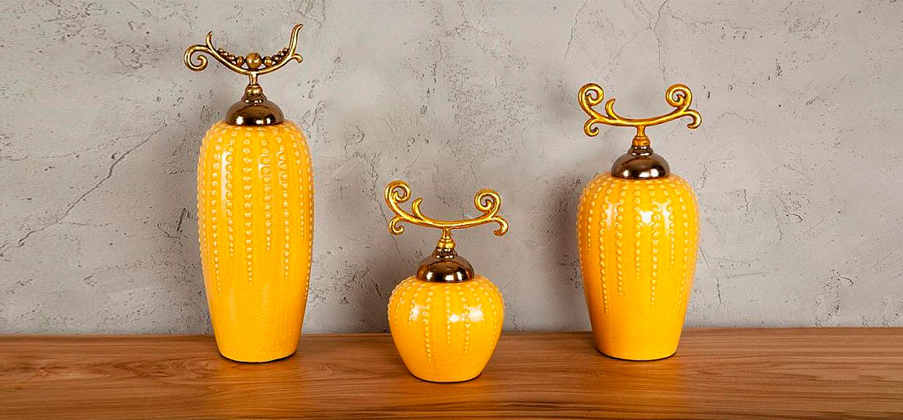 Ваза керамическая желтая Jasmine - Loft-Concept в Твери