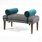 Банкетка Banquette PIED DE POULE с принтом гусиная лапка и синими подлокотниками  варинант исполнения - 2 | Loft Concept в Твери