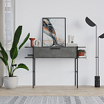 Консоль напольная серая с выдвижным ящиком и 2-мя полками с белой столешницей OTIS CONSOLE RETRO GRAY варинант исполнения - 1 | Loft Concept в Твери