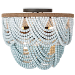 Круглый потолочный светильник с подвесками из круглых деревянных бусин Ombre Wooden Beads Blue Ceiling Lamp варинант исполнения - 2 | Loft Concept в Твери