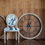 Часы настенные деревянные с римскими цифрами чёрного цвета Clock with History варинант исполнения - 3 | Loft Concept в Твери