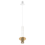 Подвесной светильник с узким цилиндрическим плафоном и золотым металлическим декором Concrete Pipe варинант исполнения - 11 | Loft Concept в Твери