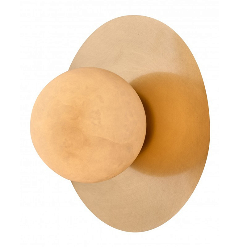 Бра круглое с плафоном из натурального камня на латунном основании Cryptocrystalline Stone Белый Латунь в Твери | Loft Concept 