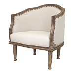 Кресло низкое с мягкой обивкой из льна на 4-х деревянных ножках Emile Armchair beige варинант исполнения - 3 | Loft Concept в Твери