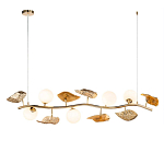 Люстра линейная на золотистом каркасе с белыми стеклянными плафонами Zest of Light варинант исполнения - 1 | Loft Concept в Твери