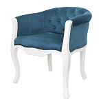 Кресло низкое в стиле прованс Louis French Armchair white and blue velour варинант исполнения - 3 | Loft Concept в Твери