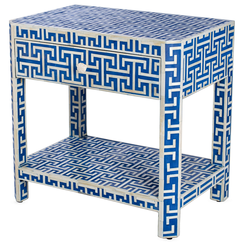 Тумба Insignia Bone Inlay Bedside Синий ivory ( слоновая кость ) Индиго Тумба Insignia Bone Inlay Bedside Синий ivory ( слоновая кость ) Индиго в Твери | Loft Concept
