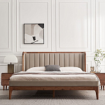 Кровать двуспальная с мягким изголовьем Moon Walnut Bed варинант исполнения - 3 | Loft Concept в Твери