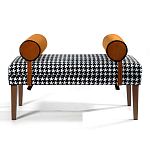 Банкетка Banquette PIED DE POULE Orange с принтом гусиная лапка Оранжевые валики варинант исполнения - 1 | Loft Concept в Твери