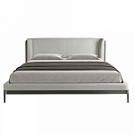 Кровать двуспальная серая с мягким изголовьем из экокожи и ткани Modern Look варинант исполнения - 3 | Loft Concept в Твери