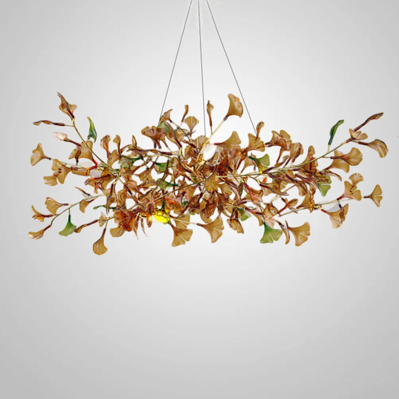 Люстра на ветвистом каркасе с листьями Horizontal Amber Floral Chandelier L Янтарный Латунь Люстра на ветвистом каркасе с листьями Horizontal Amber Floral Chandelier L Янтарный Латунь в Твери | Loft Concept