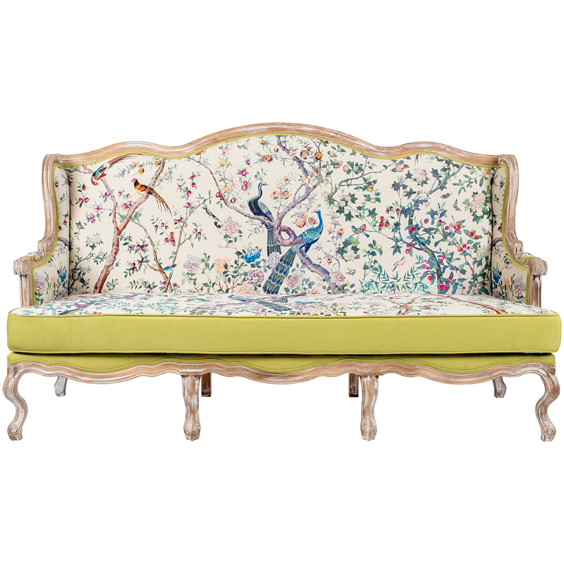 Диван из натурального бука бежевый с изображением птиц и цветов Beige Green Chinoiserie Garden Sofa Бежевый Салатовый Мульти Диван из натурального бука бежевый с изображением птиц и цветов Beige Green Chinoiserie Garden Sofa Бежевый Салатовый Мульти в Твери | Loft Concept