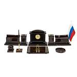 Настольный письменный набор с часами из природного камня обсидиана  Gift for Manager варинант исполнения - 1 | Loft Concept в Твери