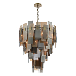 Люстра с многослойными стеклянными панелями янтарного и дымчатого цвета Textured Glass Chandelier варинант исполнения - 3 | Loft Concept в Твери