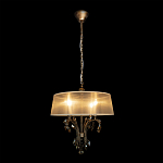 Люстра подвесная круглая с тканевым полупрозрачным абажуром и подвесками 4 лампы Gilded Elegance варинант исполнения - 1 | Loft Concept в Твери