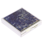 Таблетница карманная квадратная с 4-мя отделениями с зеркалом и накладкой из натурального камня Содалит Silver Stone Pillboxes варинант исполнения - 1 | Loft Concept в Твери