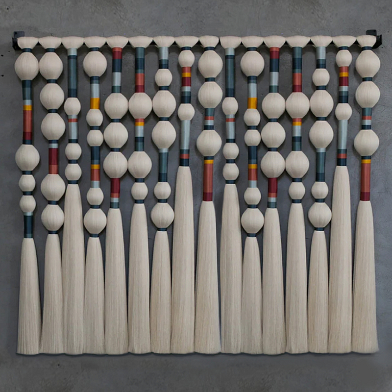 Панно на стену из хлопковых нитей Multi Morse Wall Hanging  Белый Мульти в Твери | Loft Concept 