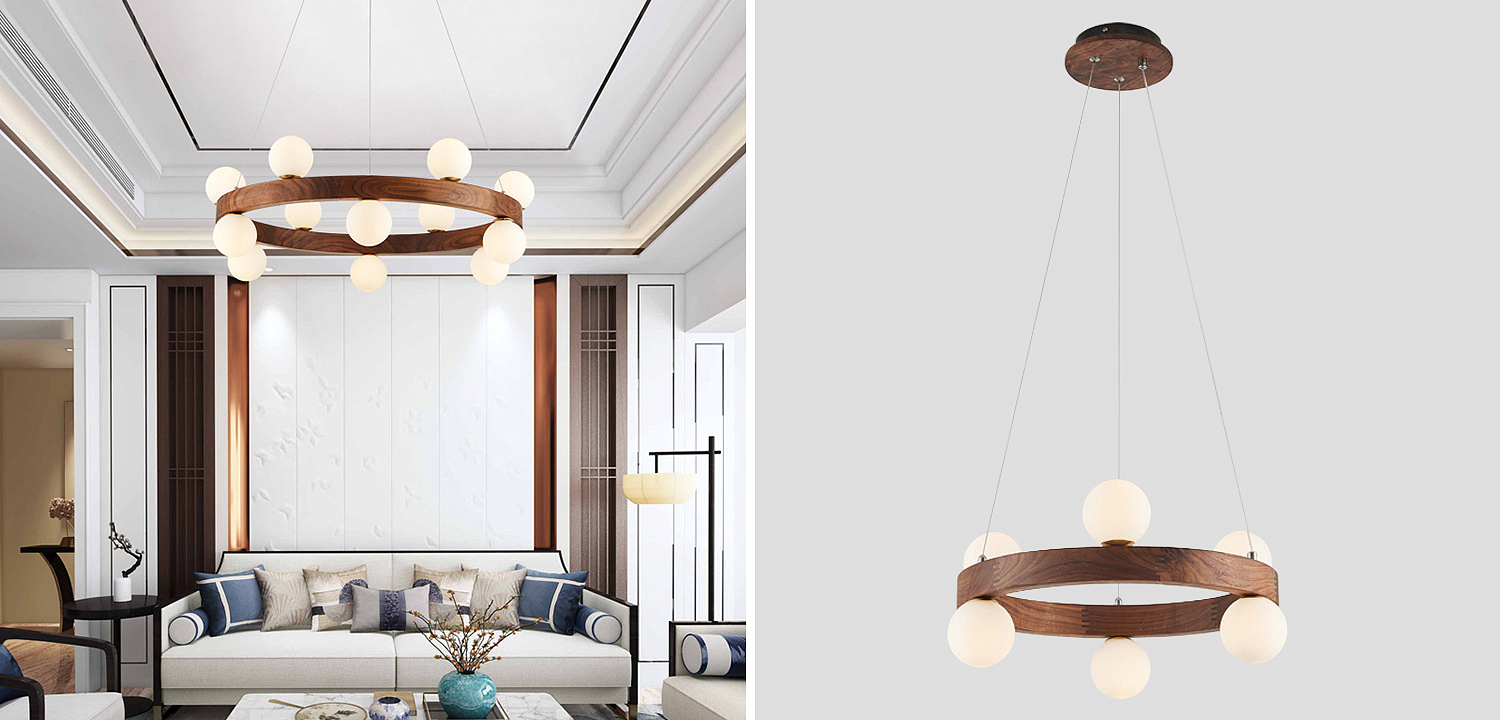 Люстра из дерева с белыми плафонами GRAND Wooden Chandelier Люстра из дерева с белыми плафонами GRAND Wooden Chandelier - Loft-Concept в Твери