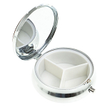 Таблетница карманная круглая с 3-мя отделениями с зеркалом и накладкой из натурального камня Апатит Желтый Silver Stone Pillboxes варинант исполнения - 2 | Loft Concept в Твери