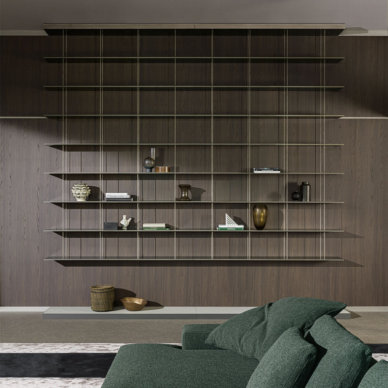 Модульный навесной стеллаж GRADUATE Bookshelves Коричневый Латунь сатинированная Модульный навесной стеллаж GRADUATE Bookshelves Коричневый Латунь сатинированная в Твери | Loft Concept