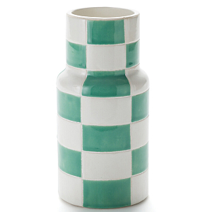 Ваза из фаянса Brighter than the Stars с шахматным принтом бирюзового цвета 