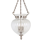 Подвесной светильник цвета никель с прозрачным ребристым стеклянным плафоном в классическом стиле Elstead Lighting варинант исполнения - 1 | Loft Concept в Твери