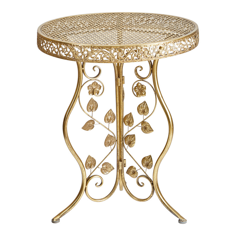 Столик приставной золотистый с орнаментом на столешнице Tanzania Золотой в Твери | Loft Concept 